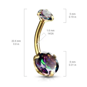 Napakoru, Prong Set Round CZ in AB Pink/Gold