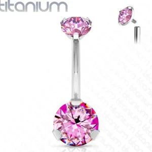 Napakoru, Titanium Prong Set Round CZ in Pink