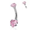 Napakoru, Titanium Prong Set Heart CZ in Pink -pinkki sydännapakoru