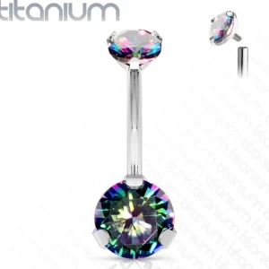 Napakoru, Titanium Prong Set Round CZ in Multicolor