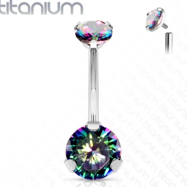 Napakoru, Titanium Prong Set Round CZ in Multicolor
