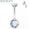 Napakoru, Titanium Prong Set Round CZ in AB Clear