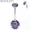 Napakoru, Titanium Prong Set Round CZ in Purple