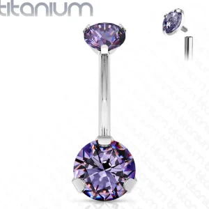 Napakoru, Titanium Prong Set Round CZ in Purple