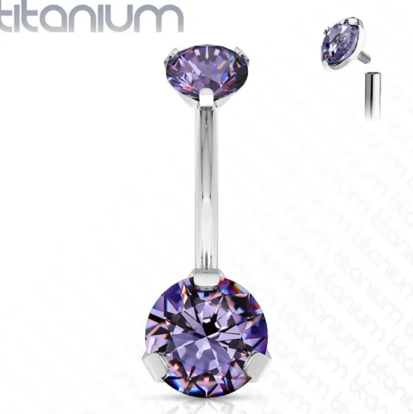 Napakoru, Titanium Prong Set Round CZ in Purple