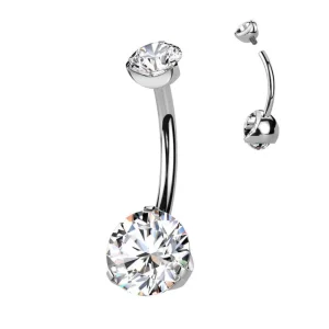 Napakoru, Titanium Prong Set Round CZ Mini in Clear/Silver