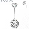 Napakoru, Titanium Prong Set Round CZ in Clear