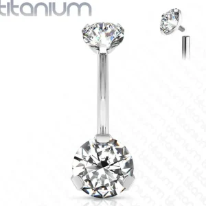 Napakoru, Titanium Prong Set Round CZ in Clear