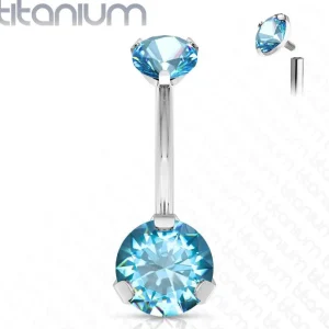 Napakoru, Titanium Prong Set Round CZ in Turqoise