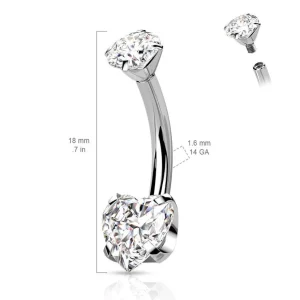 Napakoru, Titanium Prong Set Heart CZ in Pink -pinkki sydännapakoru