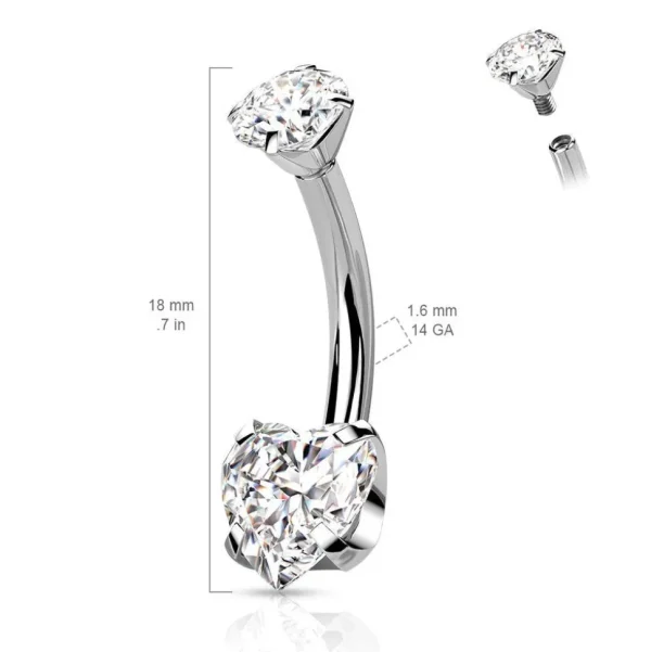 Napakoru, Titanium Prong Set Heart CZ in Pink -pinkki sydännapakoru
