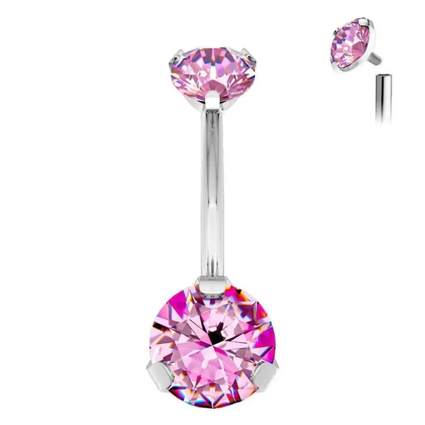 Napakoru, Titanium Prong Set Round CZ in Pink