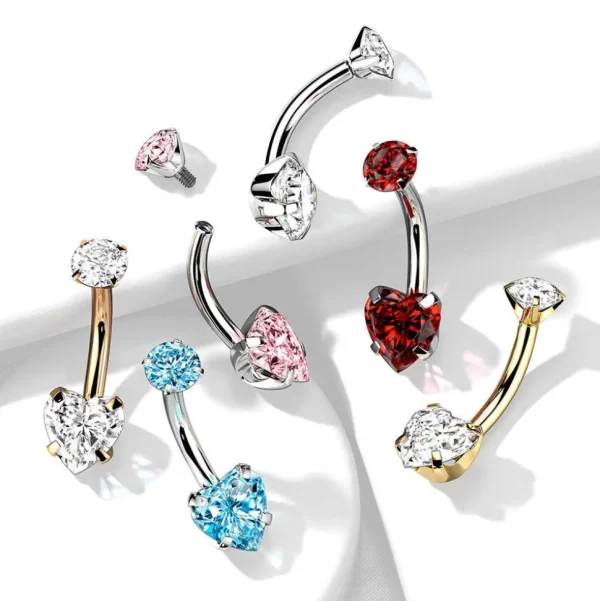 Napakoru, Titanium Prong Set Heart CZ in Pink -pinkki sydännapakoru