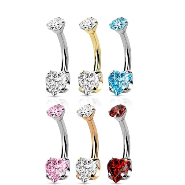 Napakoru, Titanium Prong Set Heart CZ in Pink -pinkki sydännapakoru