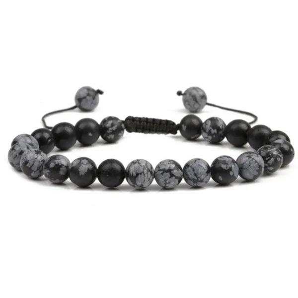 NATURE COLLECTION, Snowflake Obsidian -lumihiutaleobsidiaani rannekoru