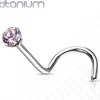 Nenäkoru, nenänappi CZ Implant Grade Titanium Prong Set in Pink