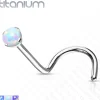 Nenäkoru, nenänappi Implant Grade Titanium Prong Set Opal in White