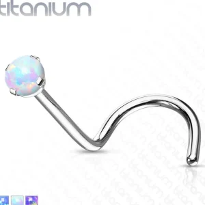 Nenäkoru, nenänappi Implant Grade Titanium Prong Set Opal in White