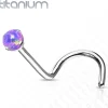 Nenäkoru, nenänappi Implant Grade Titanium Prong Set Opal in Purple