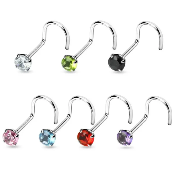 Nenäkoru, nenänappi Sterling Silver with Gem (0,8mm/3mm)