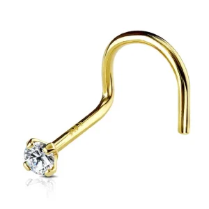 Nenänappi, 14K Gold CZ Top Nose Screw -kultainen nenäkoru
