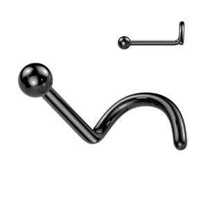 Nenänappi 0,8mm, Titanium Ball 2mm -titaaninen nenäkoru (musta)