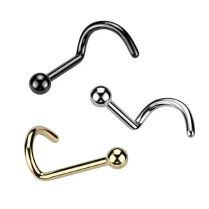 Nenänappi 0,8mm, Titanium Ball 2mm -titaaninen nenäkoru (musta)