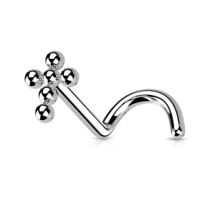 Nenänappi 0,8mm, Titanium Cross -titaaninen ristinenäkoru (hopea)