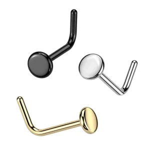 Nenänappi 0,8mm, Titanium Flat Stud -titaaninen nenäkoru