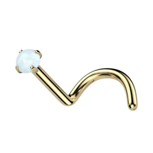 Nenänappi 0,8mm, Titanium Gold Opal -titaaninen nenäkoru (kulta)