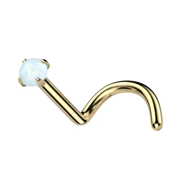 Nenänappi 0,8mm, Titanium Gold Opal -titaaninen nenäkoru (kulta)