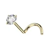 Nenänappi 1mm, Titanium Gold 3mm CZ -titaaninen nenänappi (kulta)