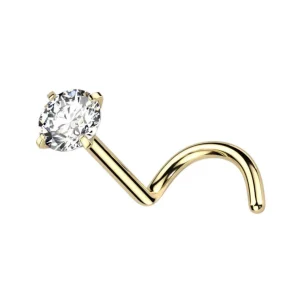 Nenänappi 1mm, Titanium Gold 3mm CZ -titaaninen nenänappi (kulta)