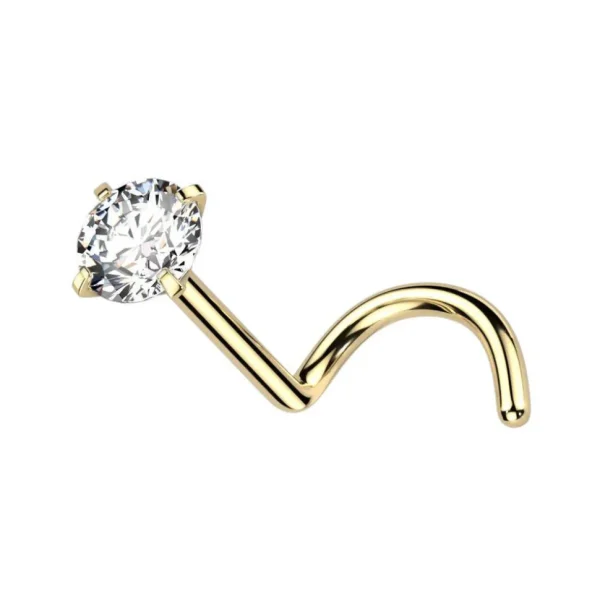 Nenänappi 1mm, Titanium Gold 3mm CZ -titaaninen nenänappi (kulta)