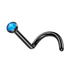 Nenänappi 0,8mm, Titanium 2,5mm Black Turqoise -titaaninen nenäkoru