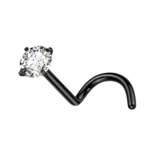 Nenänappi 0,8mm, Titanium 2mm CZ -titaaninen nenänappi (musta)
