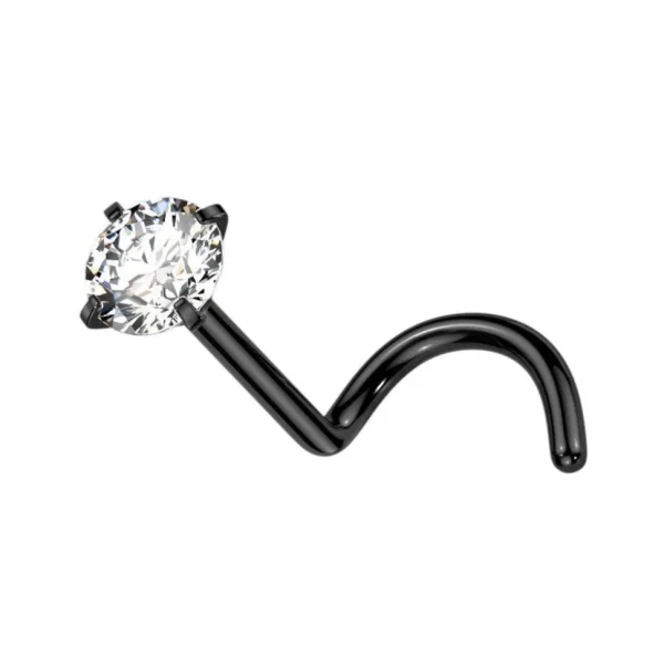 Nenänappi 0,8mm, Titanium 2mm CZ -titaaninen nenänappi (musta)
