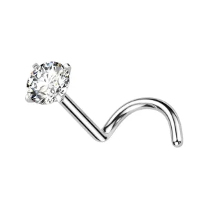 Nenänappi 1mm, Titanium 2mm CZ Stud -titaaninen nenäkoru