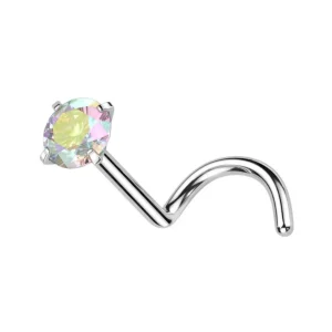 Nenänappi 0,8mm, Titanium 2mm CZ -titaaninen nenäkoru (AB)