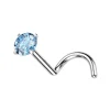 Nenänappi 0,8mm, Titanium 2mm CZ -titaaninen nenäkoru (turkoosi)