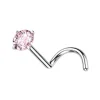 Nenänappi 0,8mm, Titanium 2mm CZ -titaaninen nenäkoru (pinkki)