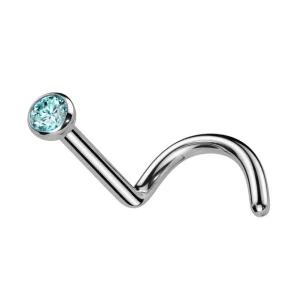 Nenänappi 0,8mm, Titanium 2mm Prong CZ -titaaninen turkoosi nenäkoru