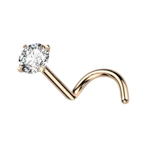 Nenänappi 0,8mm, Titanium Rosegold 2.5mm CZ -ruusukulta nenäkoru