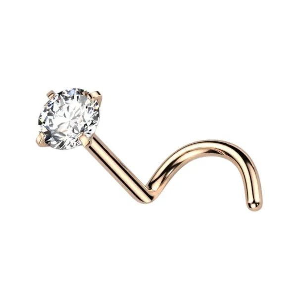 Nenänappi 0,8mm, Titanium Rosegold 3mm CZ -ruusukulta nenäkoru