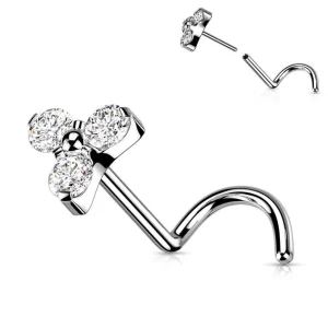 Nenänappi 0,8mm, Trinity -titaaninen nenäkoru push in koristeella