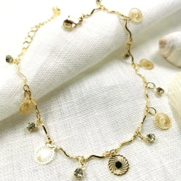 Nilkkakoru | HOLIDAY COLLECTION/Dangly Gold Anklet with Lace Decoration