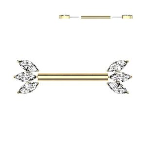 Nännikoru, Glam Titanium Barbell -titaaninen push in tappi (kulta)