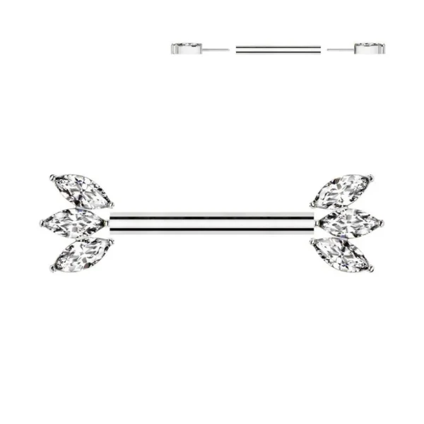 Nännikoru, Glam Titanium Barbell -titaaninen push in tappi (hopea)