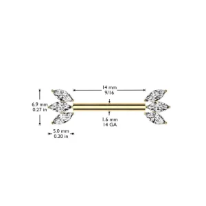 Nännikoru, Glam Titanium Barbell -titaaninen push in tappi (kulta)
