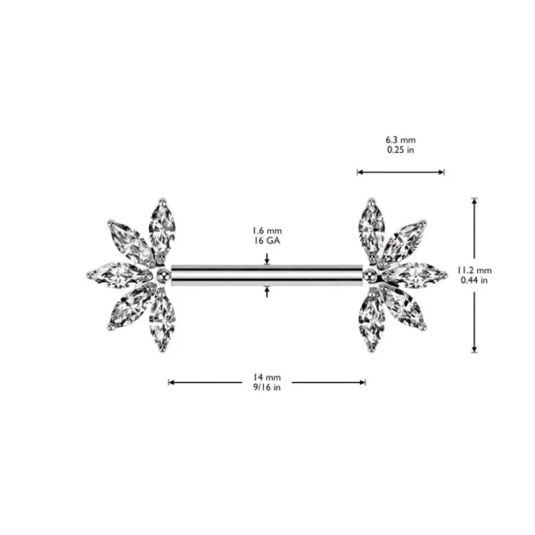 Nännikoru, Lux Titanium Barbell -titaaninen push in tappi (hopea)